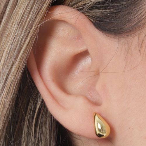Aretes en forma de gota plata dorada para mujer