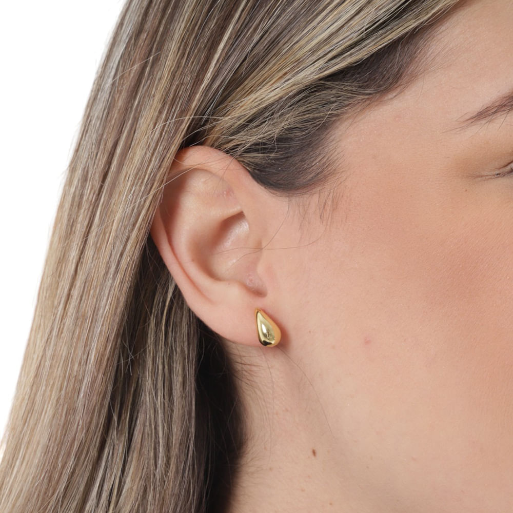 Aretes en forma de gota plata dorada para mujer - Siman Guatemala