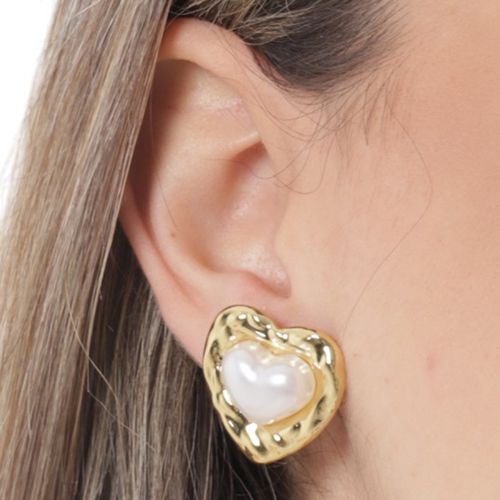 Aretes de corazón bicolor para mujer