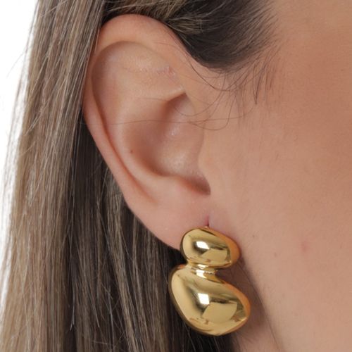 Aretes largos con baño de oro para mujer