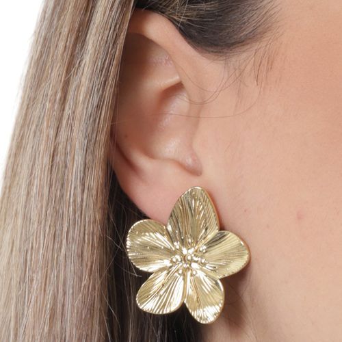 Aretes de flor dorados para mujer