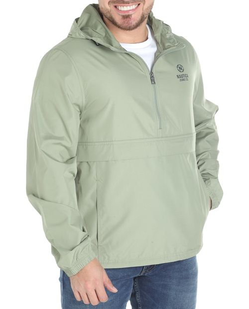Chaqueta impermeable Nautica Jeans Co. verde sólida para hombre