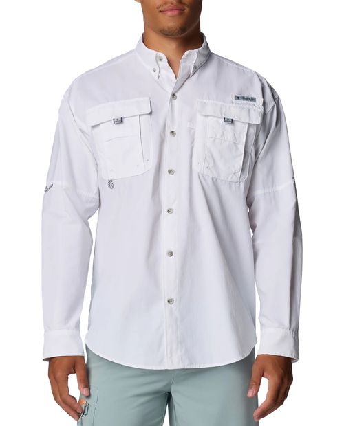 Camisa Columbia PFG Bahama II blanca sólida para hombre