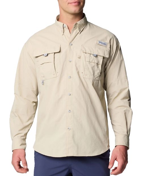 Camisa Columbia PFG Bahama II beige sólida para hombre