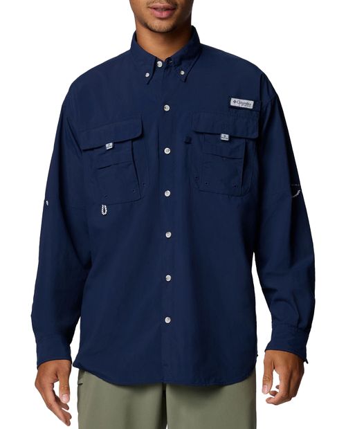 Camisa Columbia PFG Bahama II navy sólida para hombre