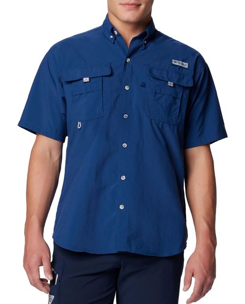 Camisa Columbia PFG Bahama II azul sólida para hombre