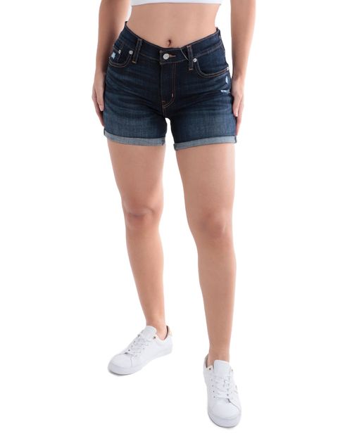 Short Levi's denim lavado oscuro de cintura media para mujer