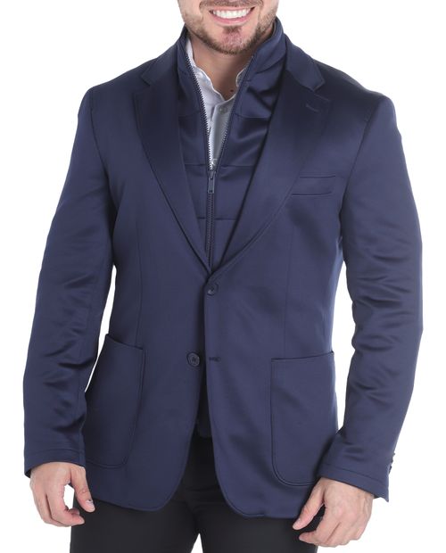 Blazer con cuello desmontable Unexpected azul navy sólido para hombre