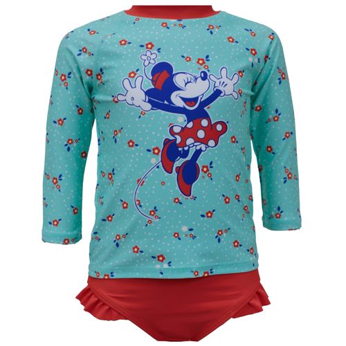 Traje de baño 2 piezas bicolor con estampado de Minnie para bebé niña