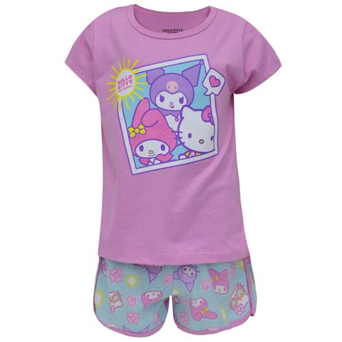 Pijama 2 piezas bicolor con estampado de Hello Kitty para niña