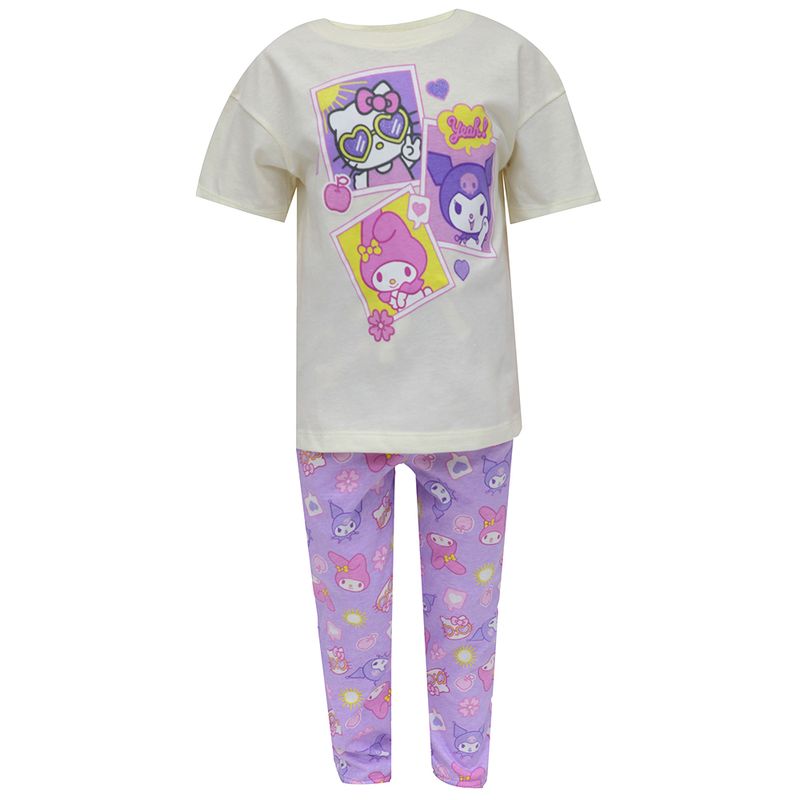 Pijama-2-piezas-bicolor-con-estampado-de-Hello-Kitty-para-niña-104684363