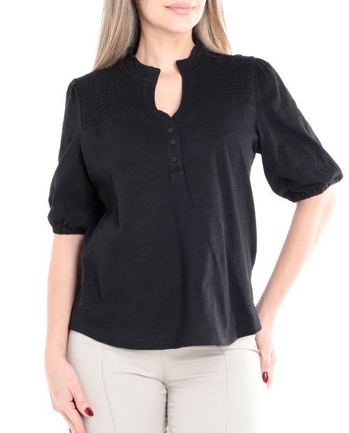 Blusa Nicolle casual negra manga 3/4 para mujer