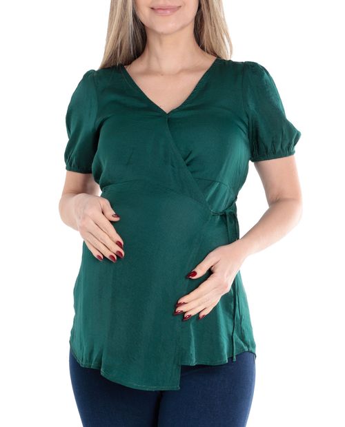 Blusa maternal Sabrina casual verde manga corta para mujer
