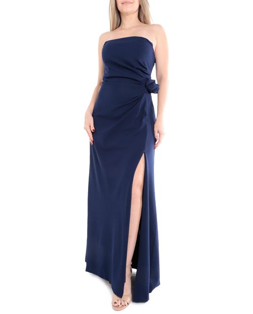 Vestido Danny & Nicole maxi azul strapless para mujer