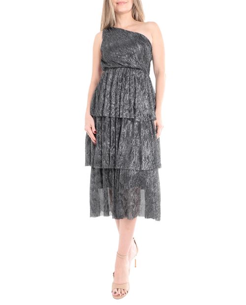 Vestido Sabrina midi gris de un tirante para mujer