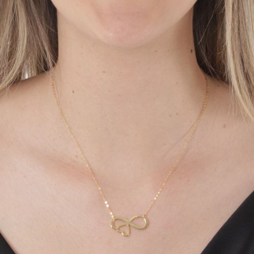 Cadena de plata con dije infinito y corazón 1mm- 17" para mujer