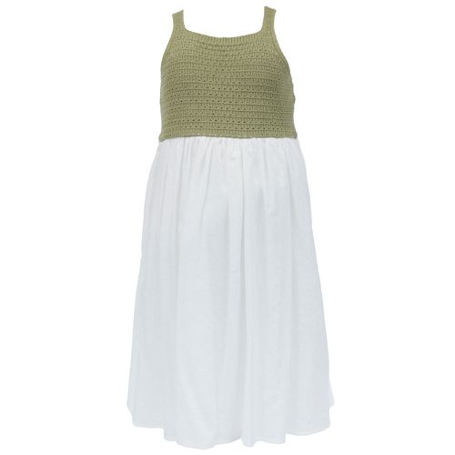 Vestido bicolor sólido para niña