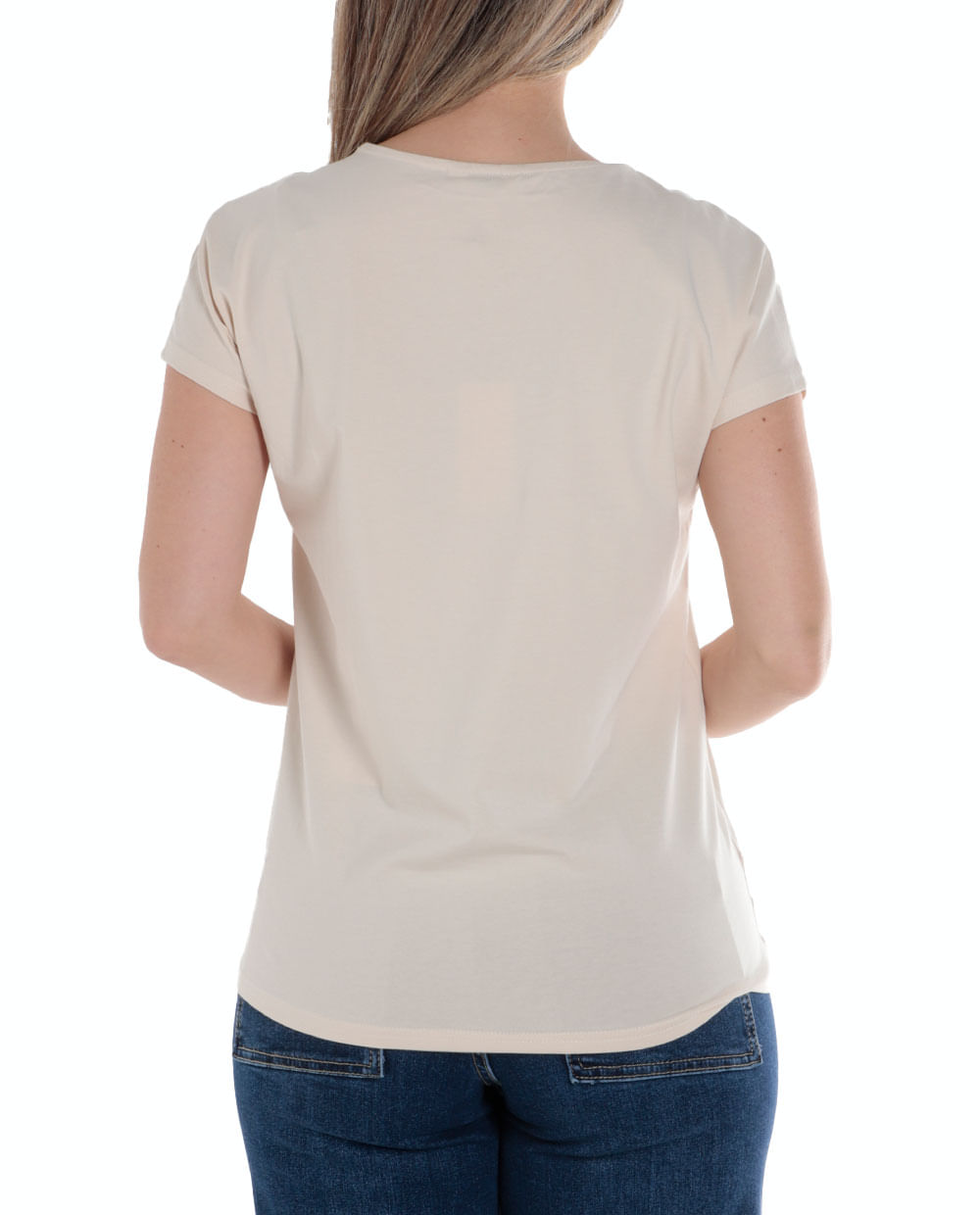Blusa Nicolle casual beige mangas cortas para mujer - Siman Costa Rica