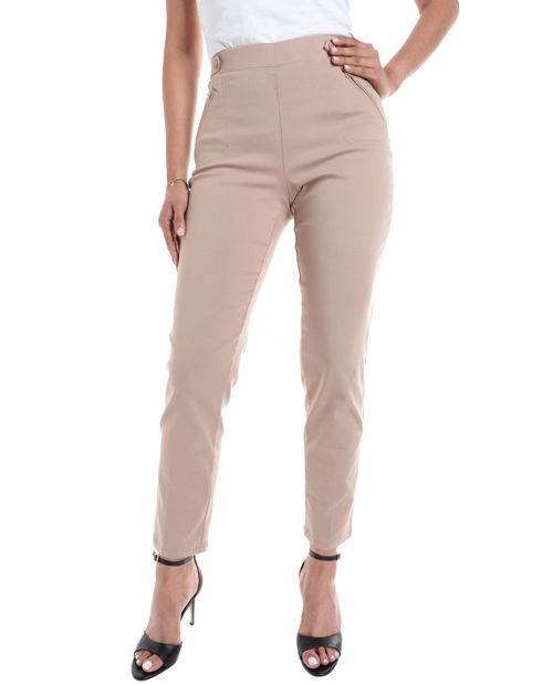 Pantalón Retrology pull on beige cintura alta para mujer