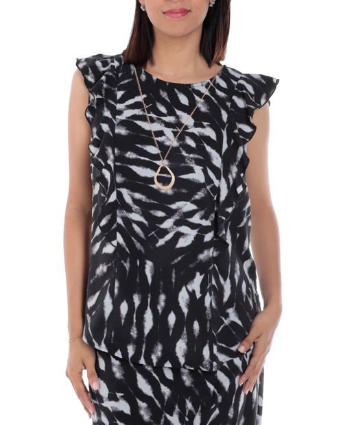 Blusa Nicolle formal estampada sin mangas para mujer