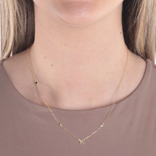 Cadena de plata con dije de letra 1mm- 18" para mujer
