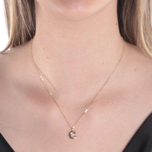Cadena con letra 3D de plata en baño de oro para mujer
