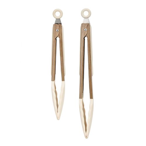 Set de pinzas de madera y silicón color crema 2 piezas