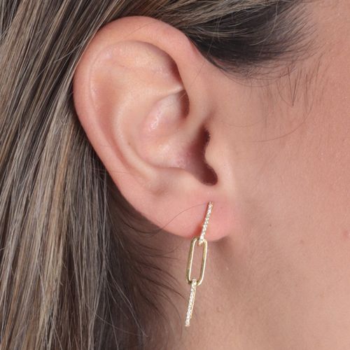 Aretes largos de plata color dorado para mujer