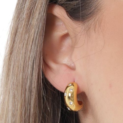 Aretes hoops de acero con baño de oro para mujer