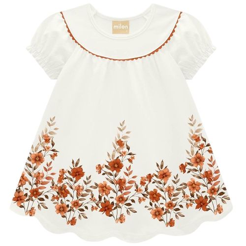 Vestido blanco con estampado de flores para bebé niña