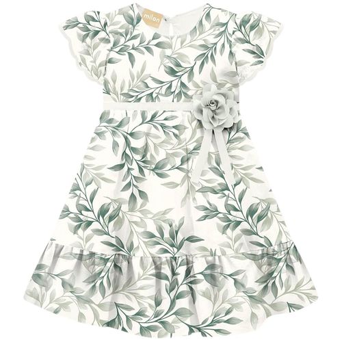 Vestido blanco con estampado de hojas para bebé niña