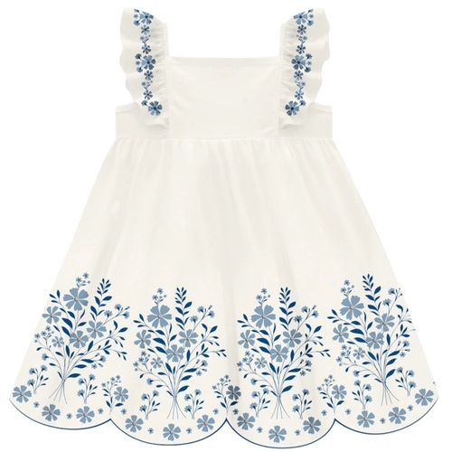 Vestido blanco con estampado de flores para bebé niña