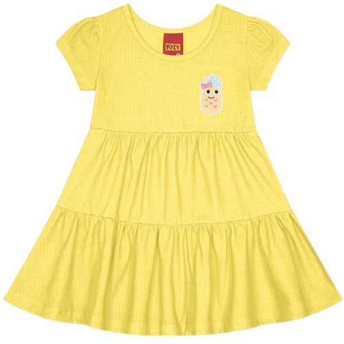 Vestido amarillo con estampado de piña para niña