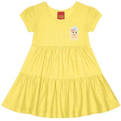 Vestido amarillo con estampado de piña para niña
