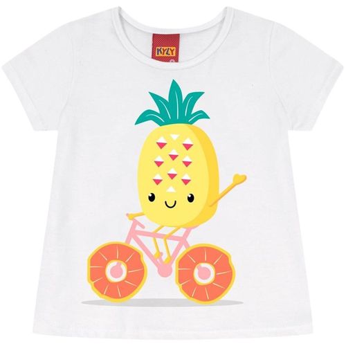 Blusa blanca con estampado de piña para niña