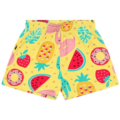 Short amarillo con estampado para niña