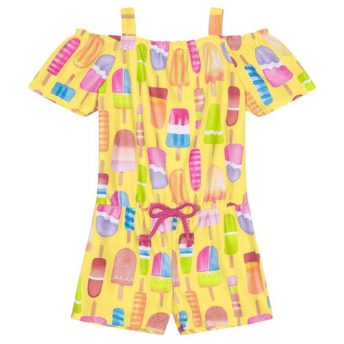 Romper amarillo con estampado para niña