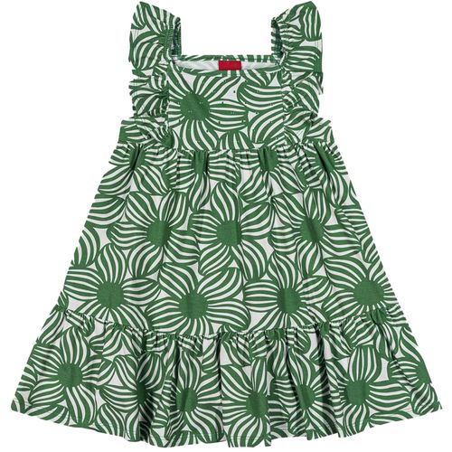 Vestido bicolor con estampado de flores para niña