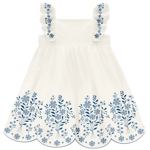 Vestido blanco con estampado de flores para niña