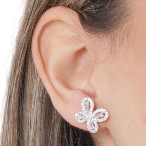 Aretes de plata en forma de mariposa para mujer
