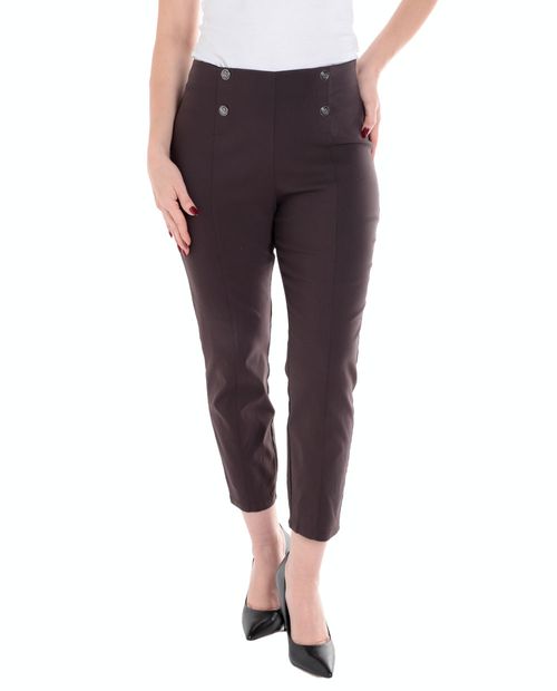 Pantalón Retrology pull on café de cintura alta para mujer