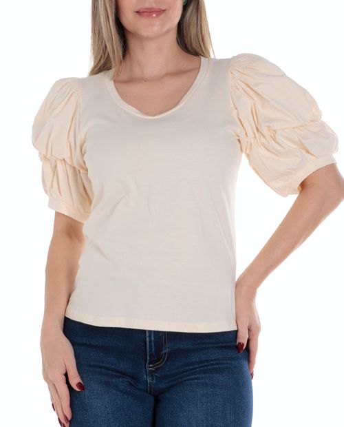 Blusa Sabrina casual amarilla mangas 3/4 para mujer