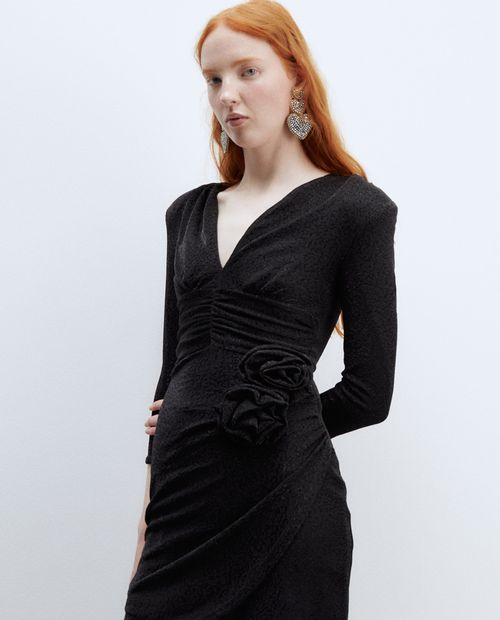 Vestido Sfera bodycon negro manga larga para mujer