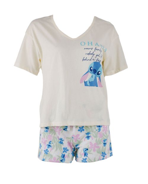 Pijama con short St. Jacks estampada de "Stitch" para mujer