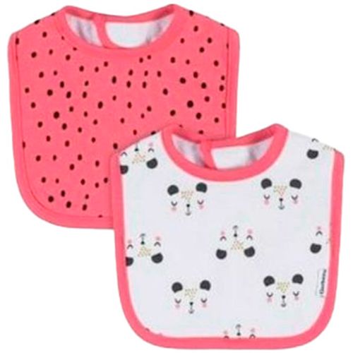 Set de 2 baberos bicolor con estampado para bebé niña