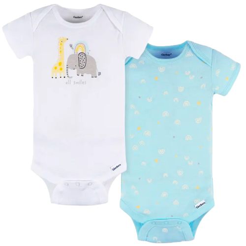 Set de 2 mamelucos bicolor con estampado para bebé niño