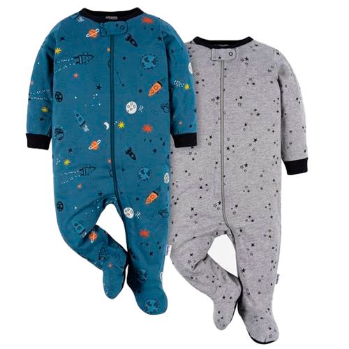 Set para 2 pijamas bicolor con estampado para bebé niño