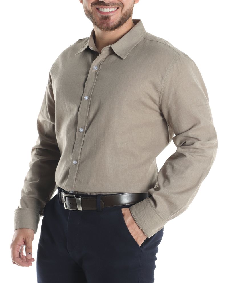 104606767-Camisa-casual-de-lino-Gents-regular-fit-cafe-heather-para-hombre