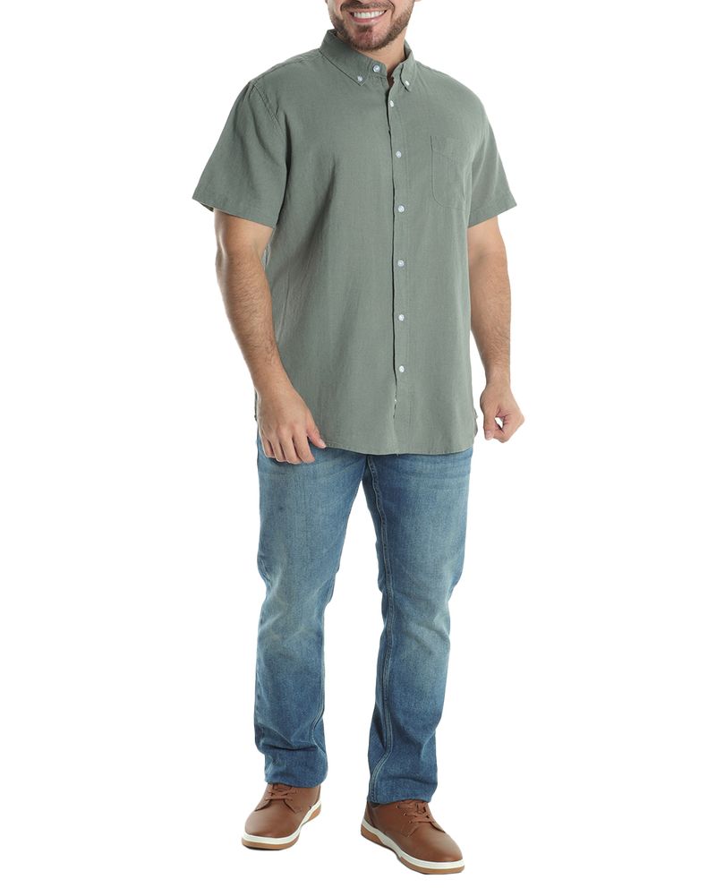 104606799-Camisa-casual-de-lino-Gents-verde-oscuro-para-hombre