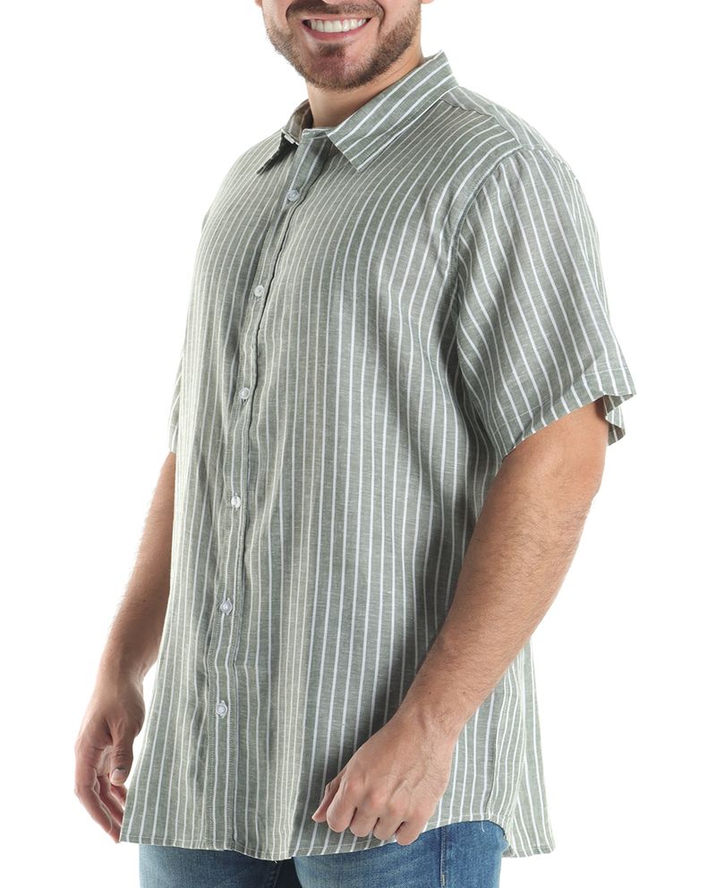 104606806-Camisa-casual-de-lino-Gents-verde-rayada-para-hombre